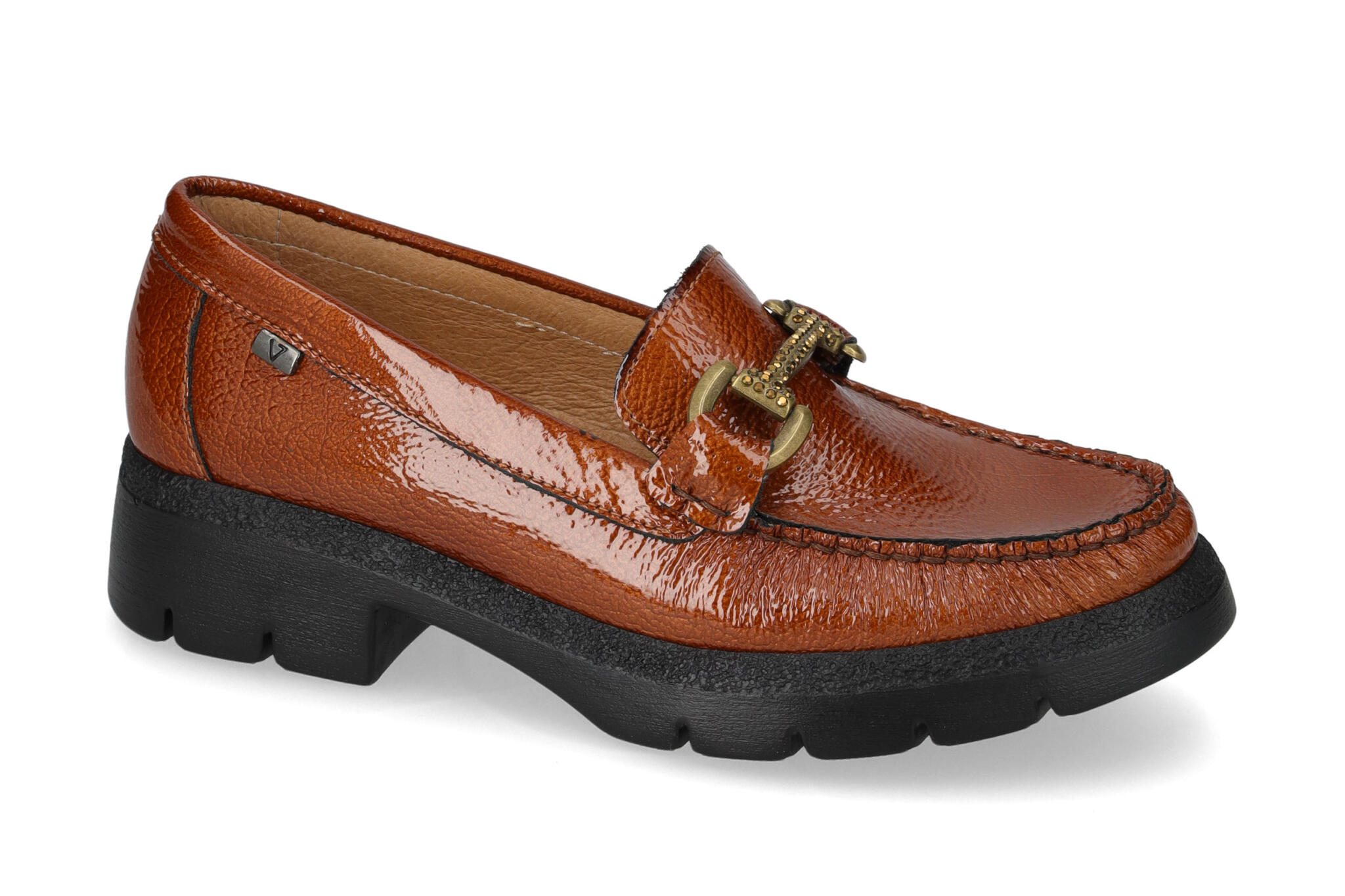 Mocassino Vernice Cuoio V11556